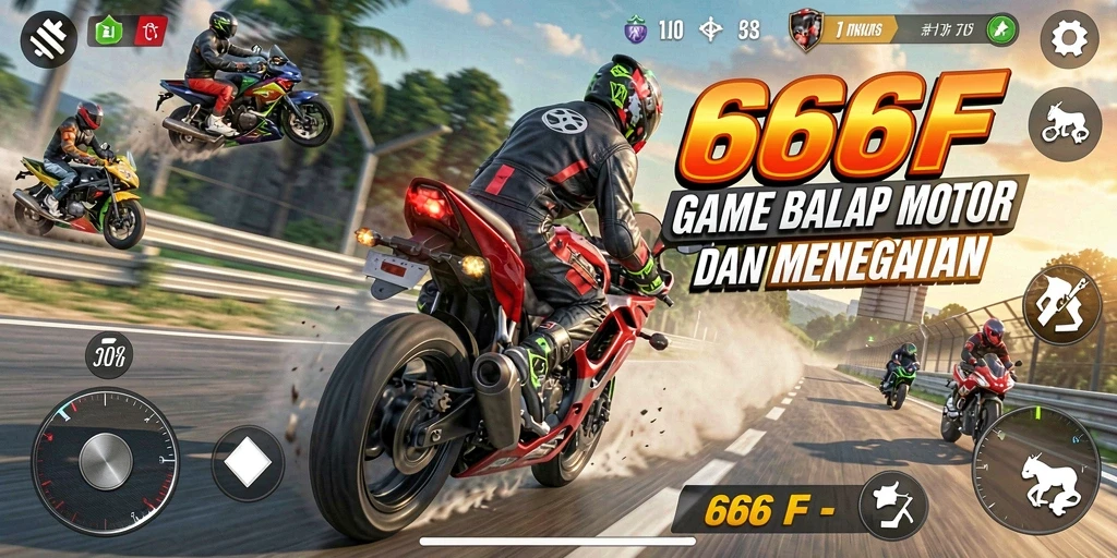 Screenshot dari gameplay menampilkan adrenalin balapan motor yang mendebarkan.