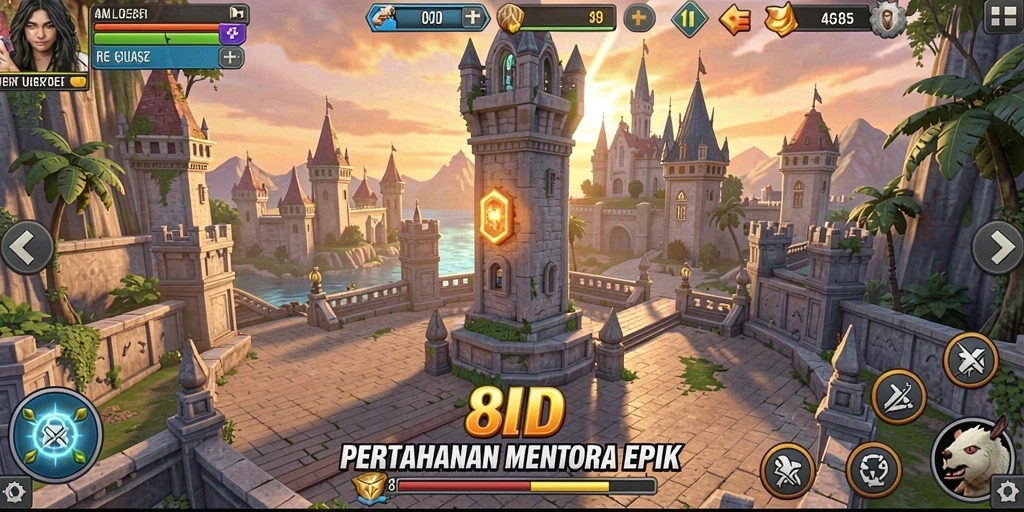 Gameplay 8ID yang menegangkan dalam pertahanan menara.