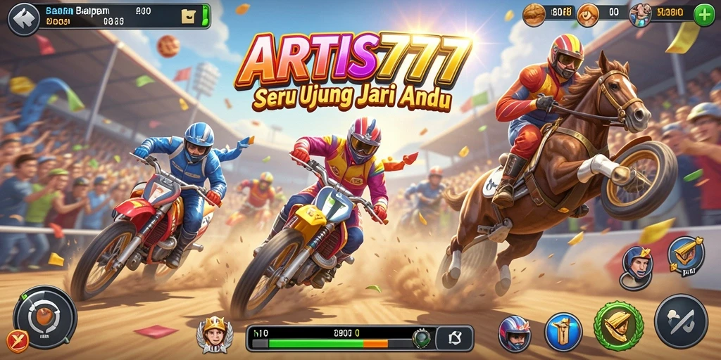 Screenshot utama ARTIS777 menampilkan aksi seru balapan jalanan.