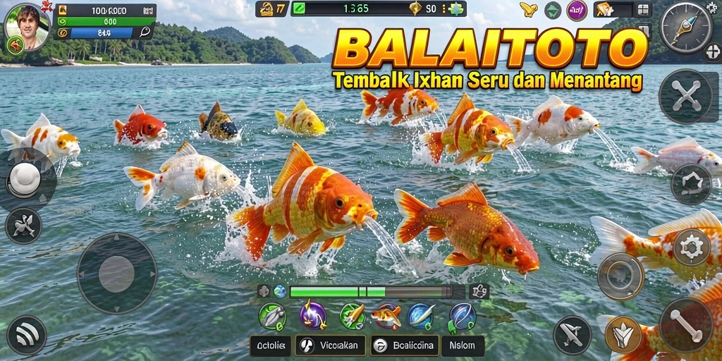 Menampilkan tampilan gameplay seru dari permainan Tembak Ikan BALAITOTO.