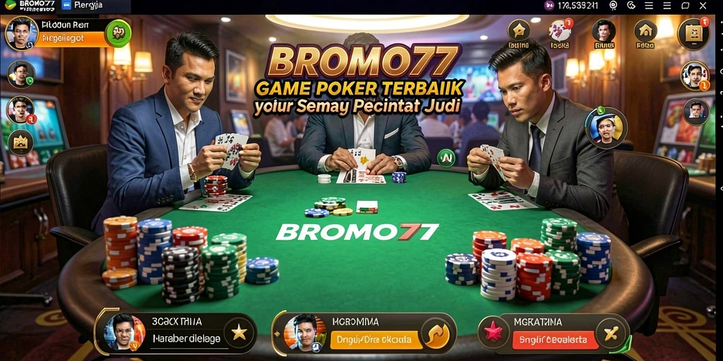 Tampilan gameplay BROMO77 yang menakjubkan dalam permainan Poker.