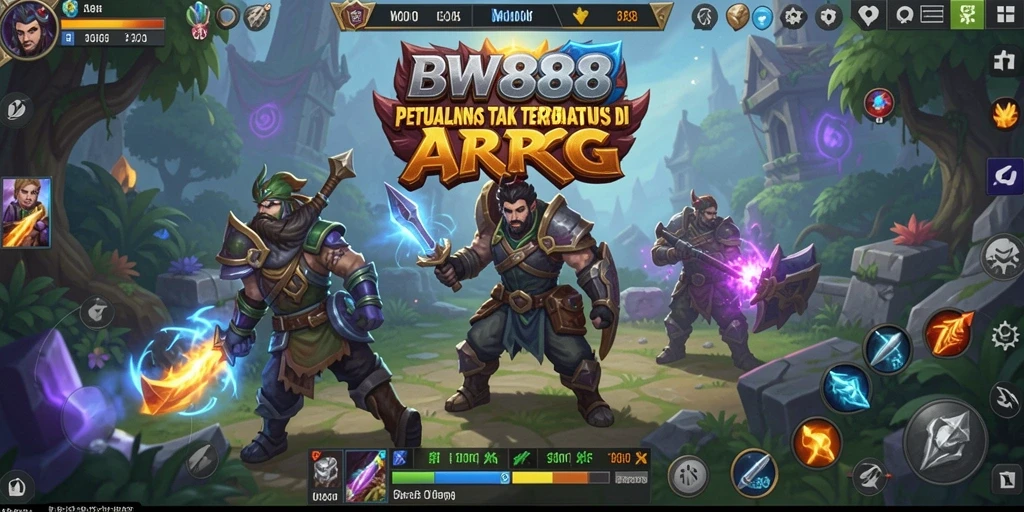 Screenshot menampilkan aksi seru dalam BW888 dengan karakter bertarung melawan monster.
