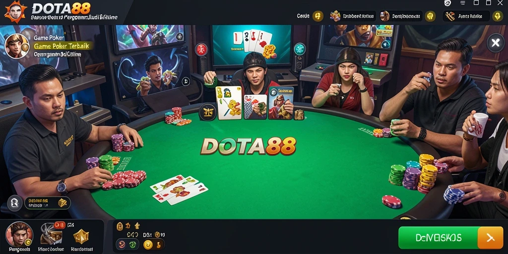 Screenshot DOTA88 menampilkan aksi seru permainan Poker.