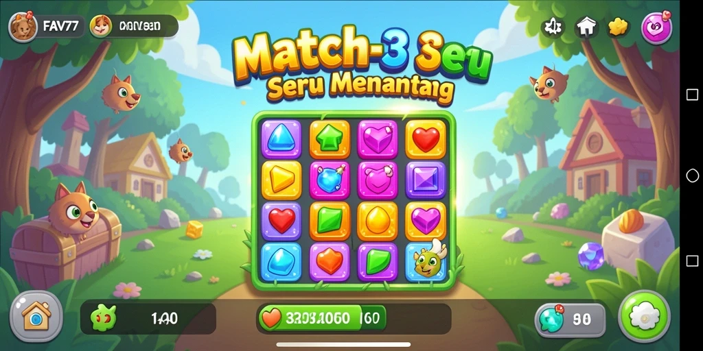 Gameplay seru FAV77 dengan tantangan Match-3 yang menarik.