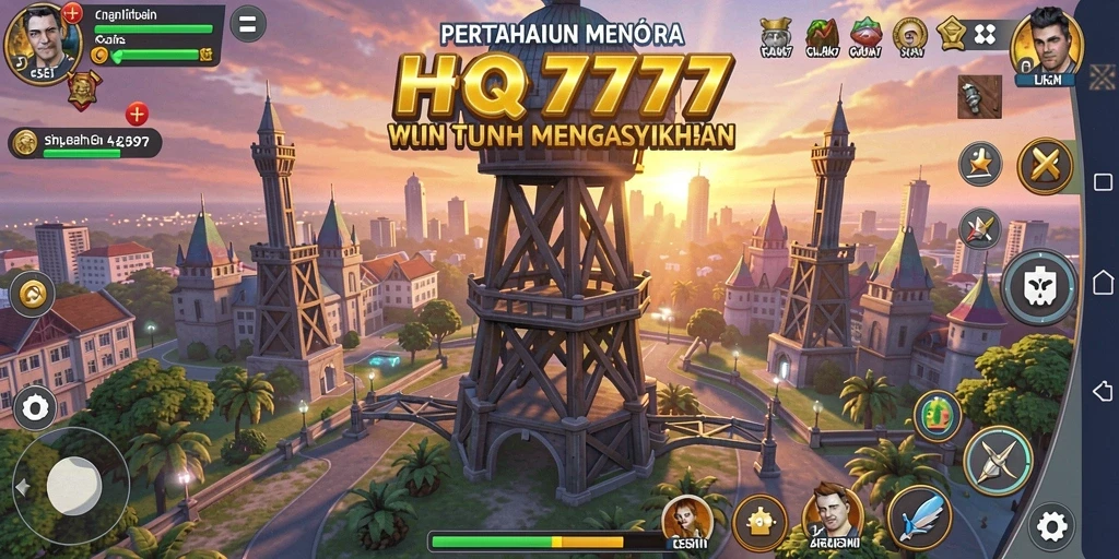 Screenshot gameplay menunjukkan pertarungan strategis di HQ777.