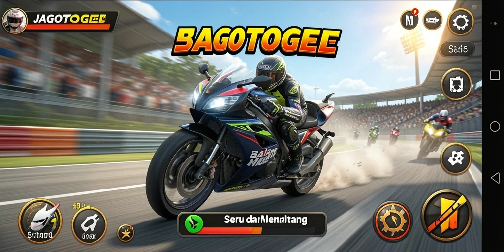 Tampilan gameplay seru dari JAGOTOGEL yang penuh aksi balap motor.