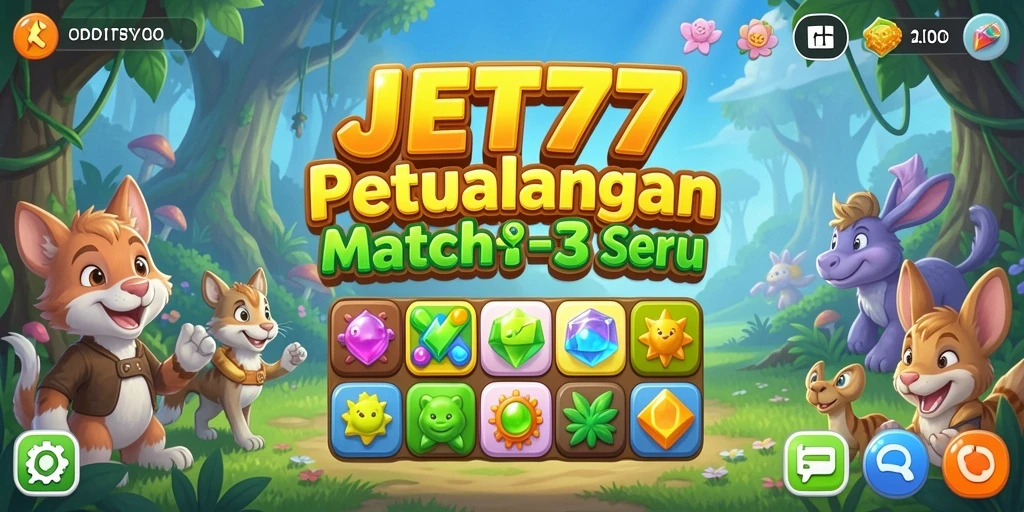 Screenshot JET77 menampilkan gameplay Match-3 yang menarik.