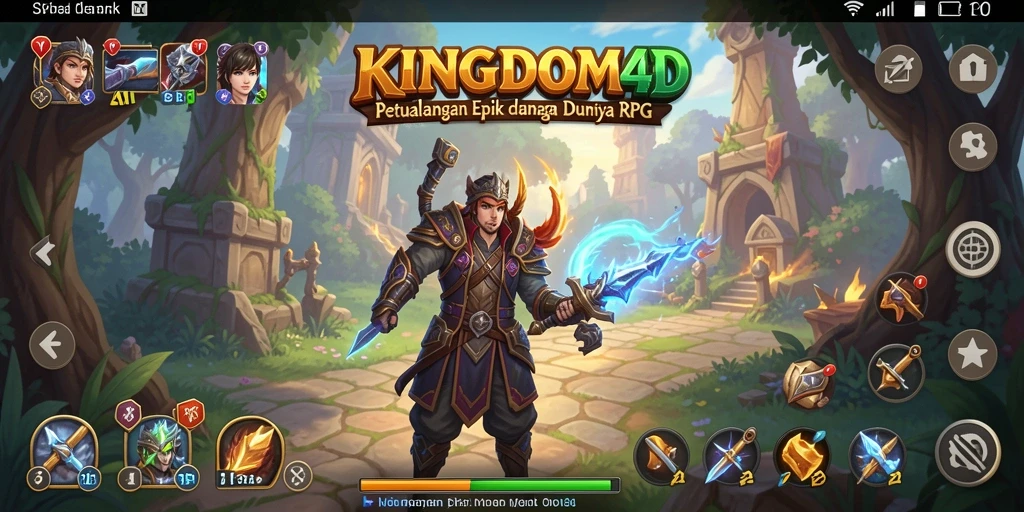 Tangkapan layar KINGDOM4D menampilkan pertarungan epik di dunia fantasi.