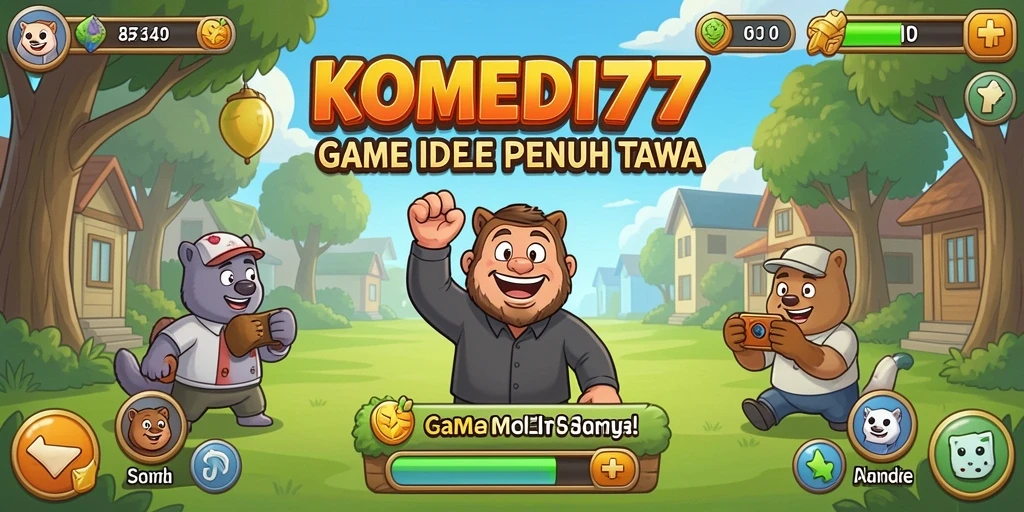 Screenshot gameplay KOMEDI77 yang menunjukkan karakter lucu beraksi.