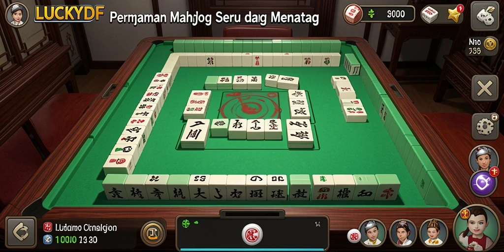 Tampilan gameplay menarik dalam LUCKYDF dengan elemen Mahjong.