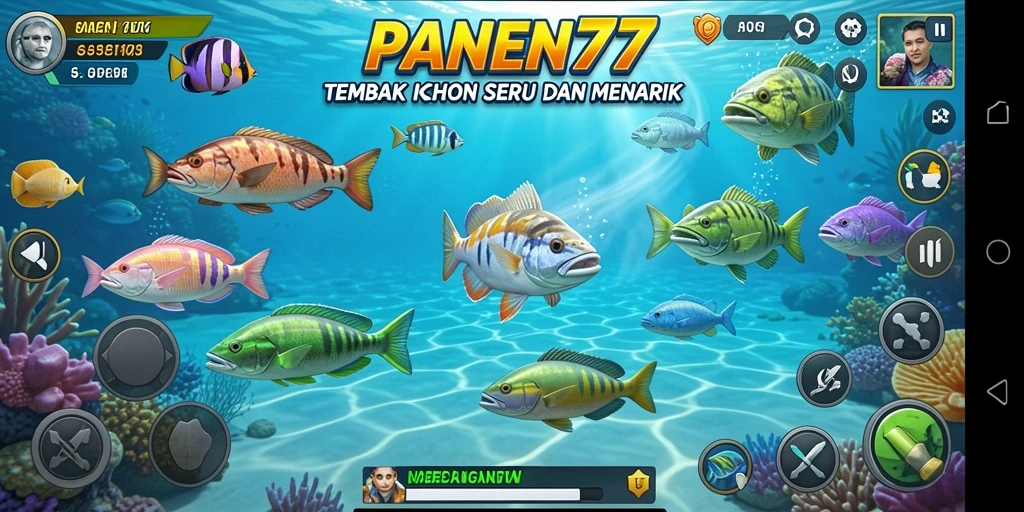 Screenshot gameplay PANEN77 menampilkan aksi menangkap ikan yang seru.