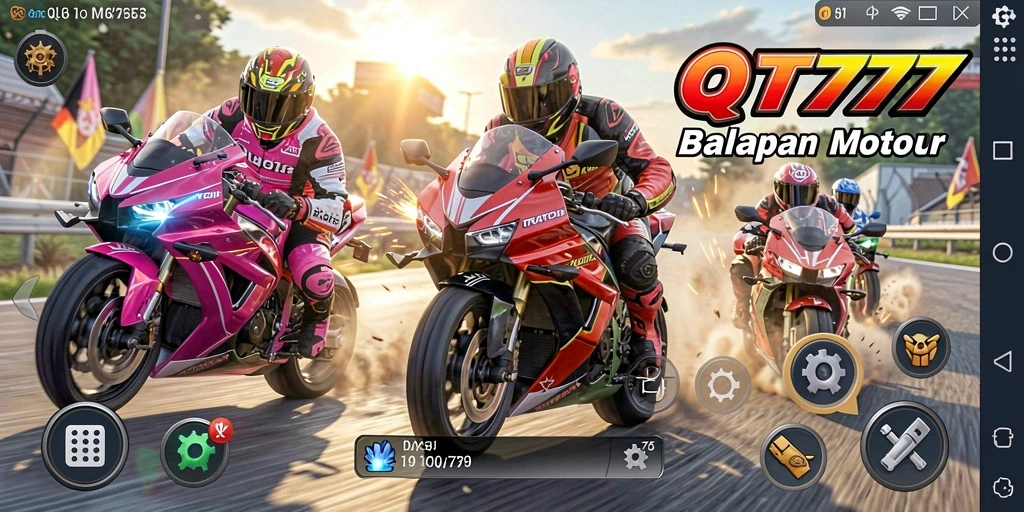 Tampilan mendebarkan dari balapan motor dalam QT777.