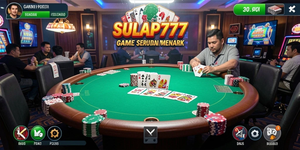 Tampilan utama gameplay SULAP777 dengan pertandingan poker seru.