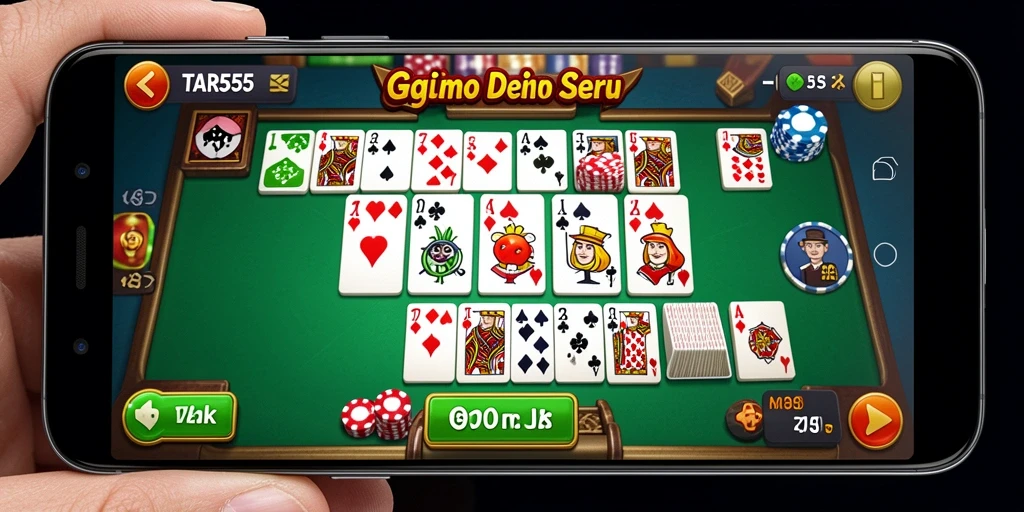 Screenshot gameplay TAR555 yang menampilkan momen seru saat bermain domino.