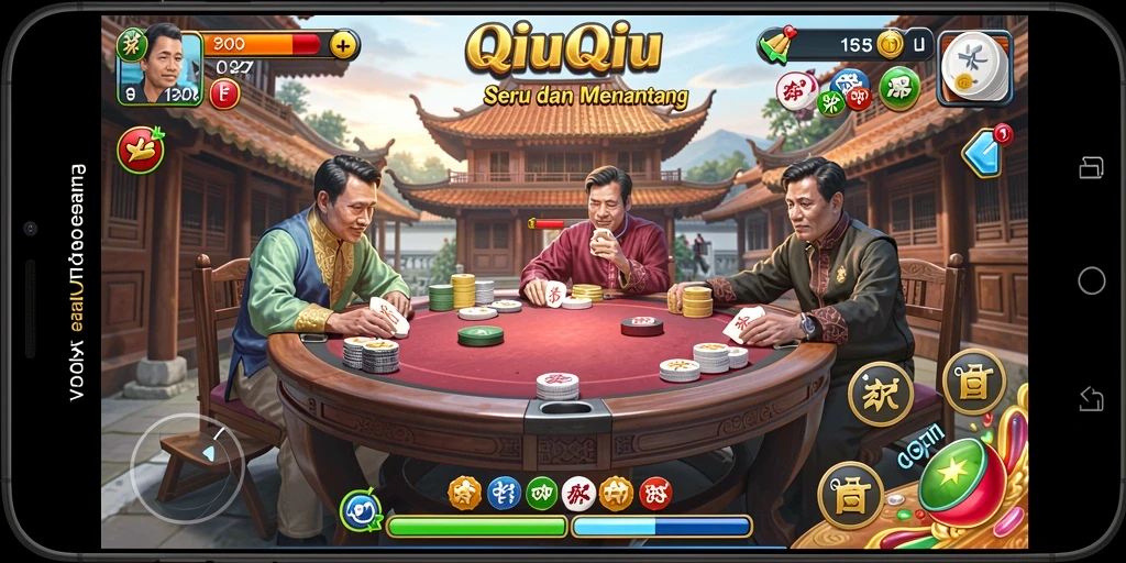 Tampilan gameplay menegangkan dalam permainan QiuQiu.