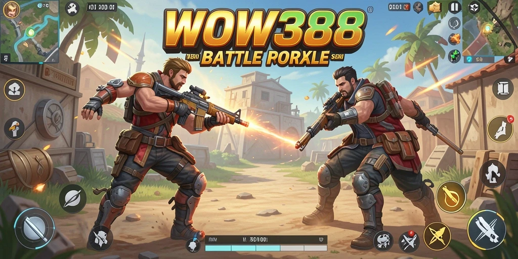 Gambaran seru gameplay WOW388 dalam arena Battle Royale.