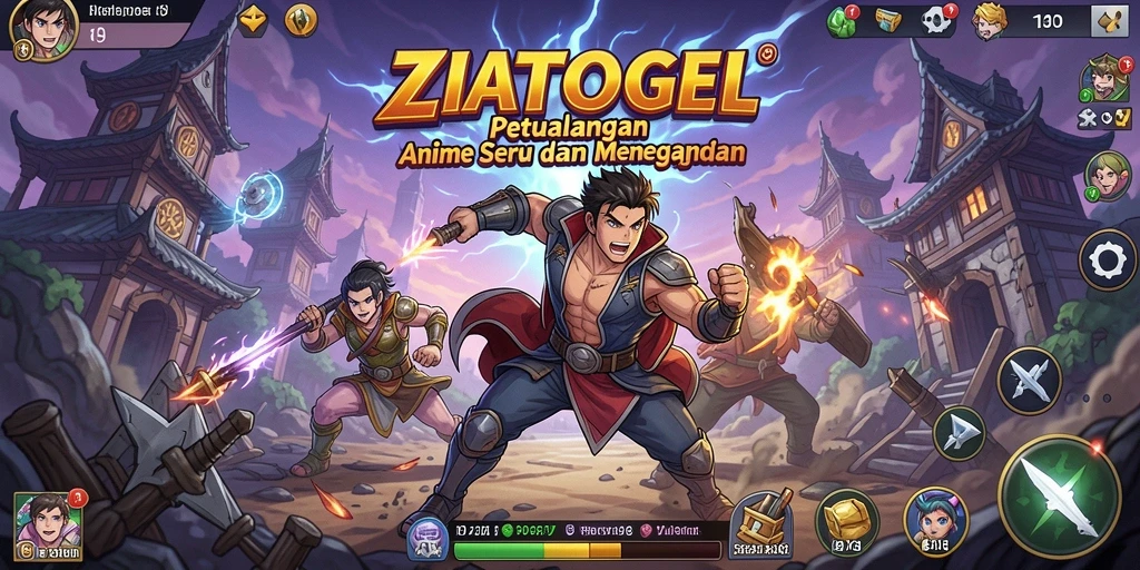 Tangkapan layar menampilkan peperangan karakter anime yang epik.